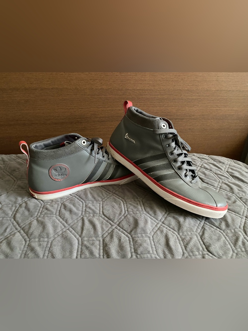 RARE Adidas Originals x Vespa S Mid Grey Red Men’s Sneakers Size 13.5 Collectors